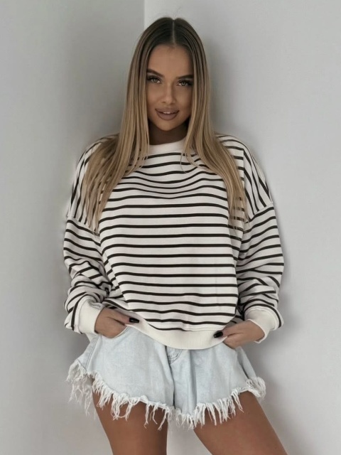 Bluza w paski czekoladowe Lenoshka Kokos Bluza w paski czekoladowe Lenoshka Kokos