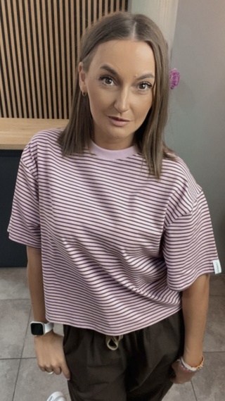 T-shirt w paski czekoladowe Lenoshka Puder