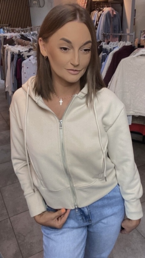 Bluza Krótka , Rozpinana JOY Beżowa Bluza Krótka , Rozpinana JOY Beżowa