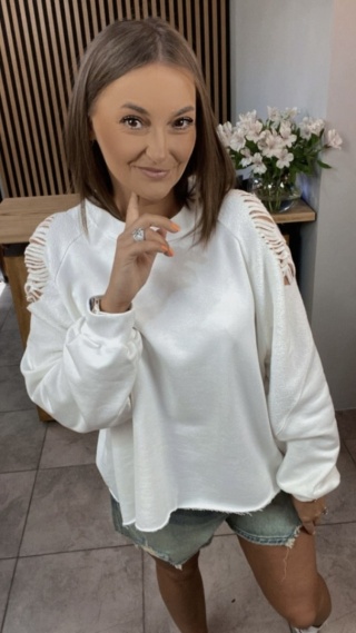Bluza z Rozdarciami By Love Me Biała