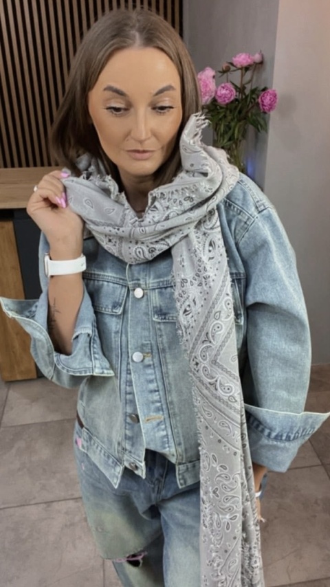 Chusta 100% Bambus-Paisley Szara