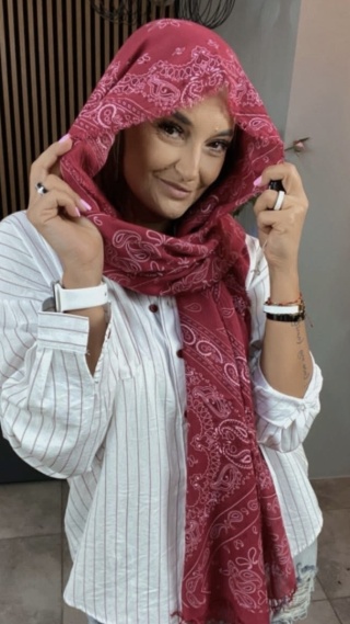 Chusta 100% Bambus-Paisley Bordowa