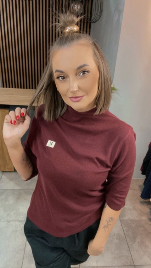 Bluzka damska z półgolfem „BaiJiLa" - Bordo