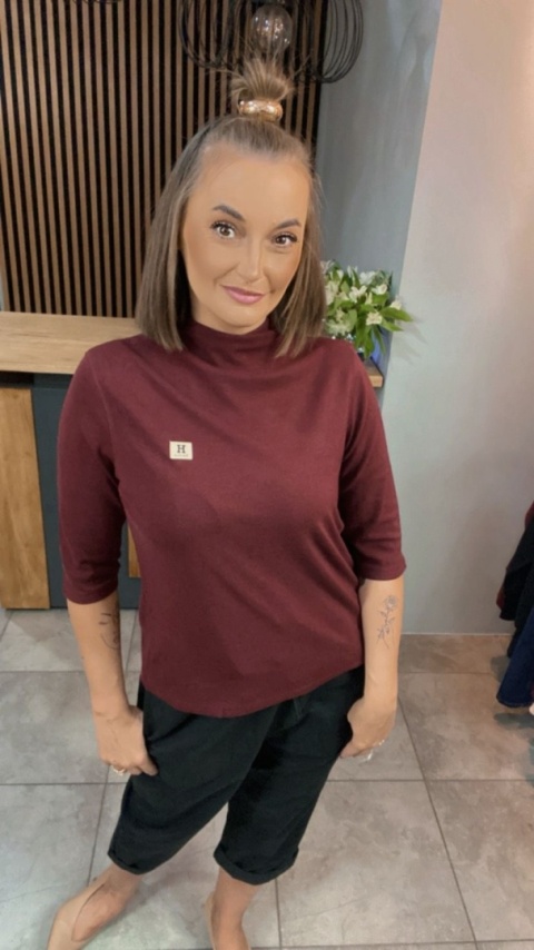 Bluzka damska z półgolfem „BaiJiLa" - Bordo