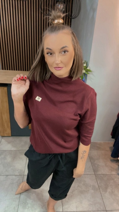 Bluzka damska z półgolfem „BaiJiLa" - Bordo