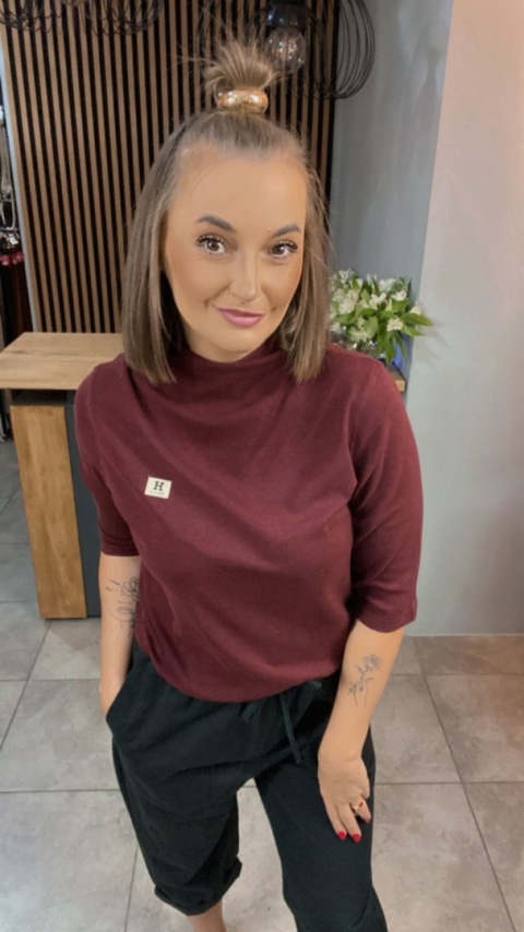 Bluzka damska z półgolfem „BaiJiLa" - Bordo