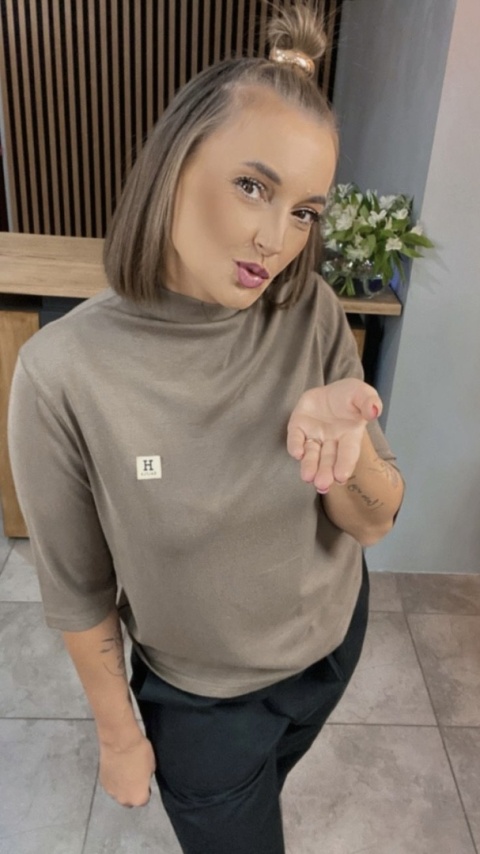 Bluzka damska z półgolfem „BaiJiLa" - Beż