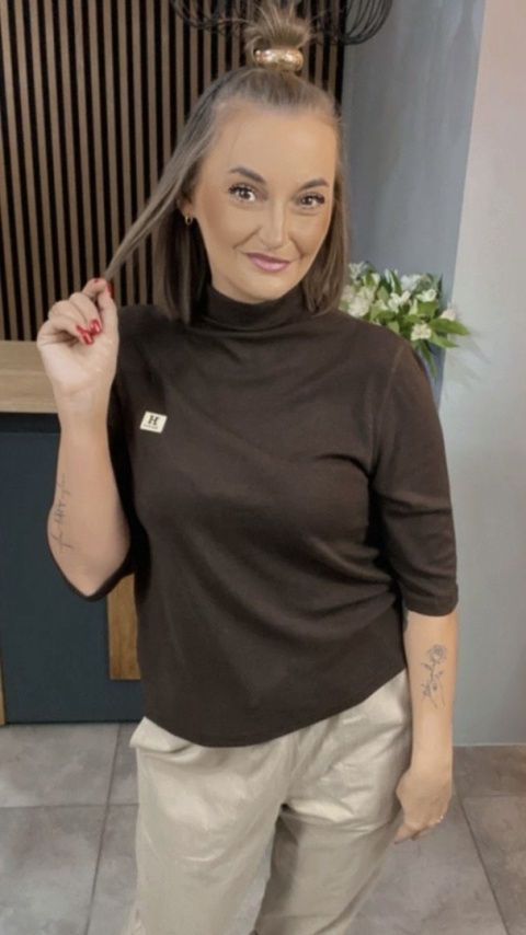 Bluzka damska z półgolfem „BaiJiLa" - Brąz