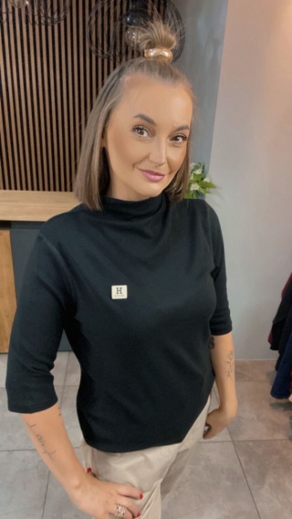 Bluzka damska z półgolfem „BaiJiLa" - Czarna