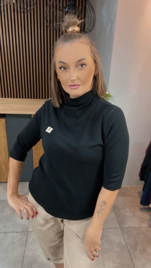 Bluzka damska z półgolfem „BaiJiLa" - Czarna