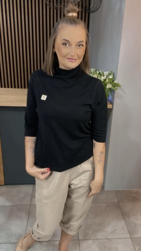 Bluzka damska z półgolfem „BaiJiLa" - Czarna