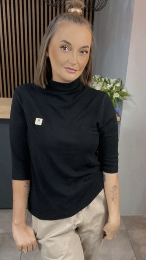 Bluzka damska z półgolfem „BaiJiLa" - Czarna