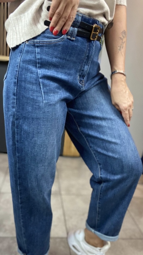 Jeansy BALLOON Uiuj UBN315-3 - fason luźny, wysoki stan