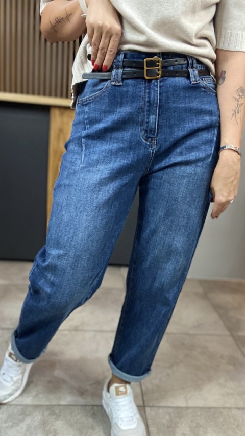 Jeansy BALLOON Uiuj UBN315-3 - fason luźny, wysoki stan