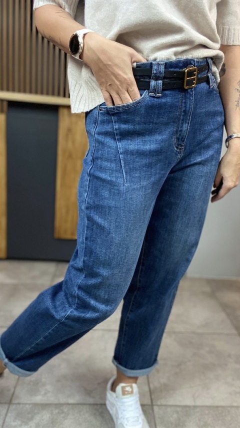 Jeansy BALLOON Uiuj UBN315-3 - fason luźny, wysoki stan