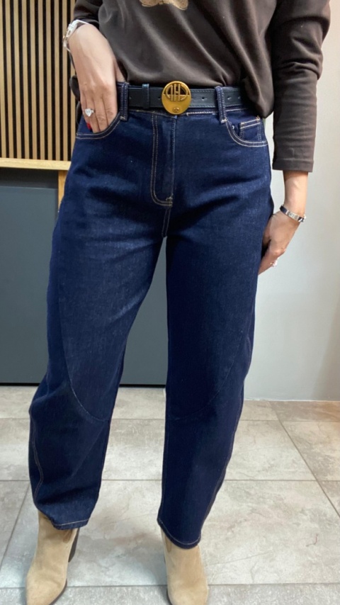 Jeansy Uiuj „Banana Fit" UBA331-2 - surowe granatowe