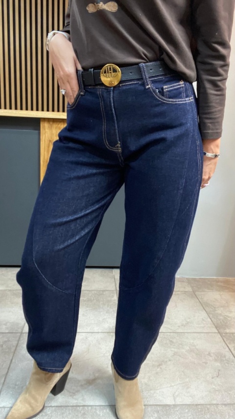 Jeansy Uiuj „Banana Fit" UBA331-2 - surowe granatowe