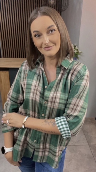 Koszula w kratę 100% bawełna - Zielona