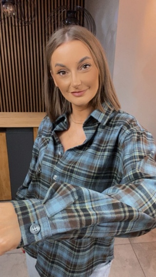 Koszula w kratę niebiesko-brązową