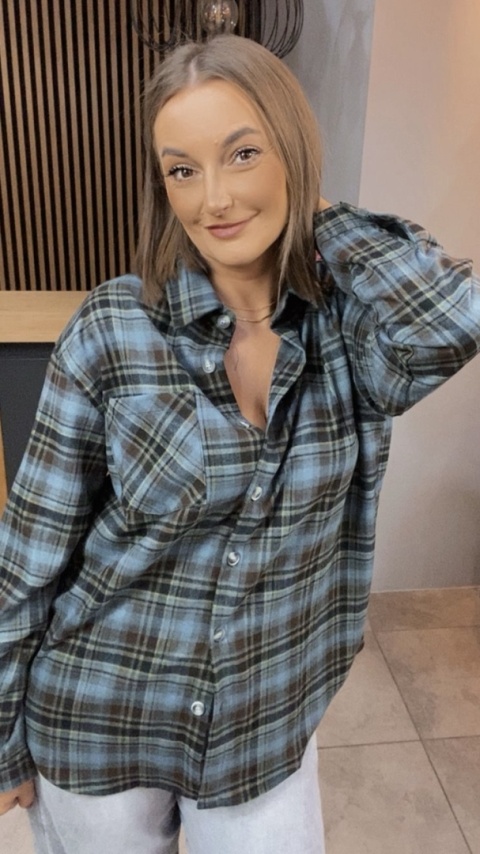 Koszula w kratę niebiesko-brązową