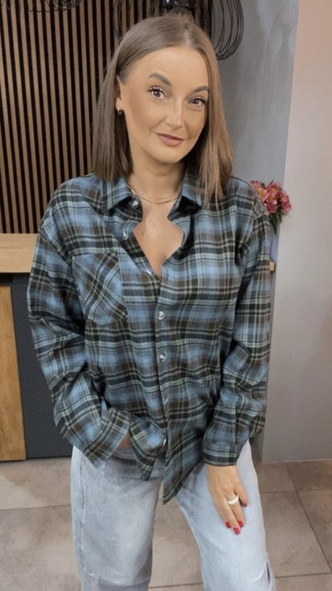 Koszula w kratę niebiesko-brązową