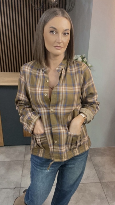 Koszula w kratę ( stójka ) – Oliwka