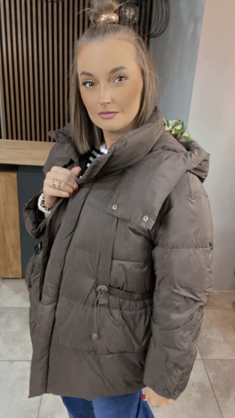 Kurtka premium z naturalnym puchem - Czekolada