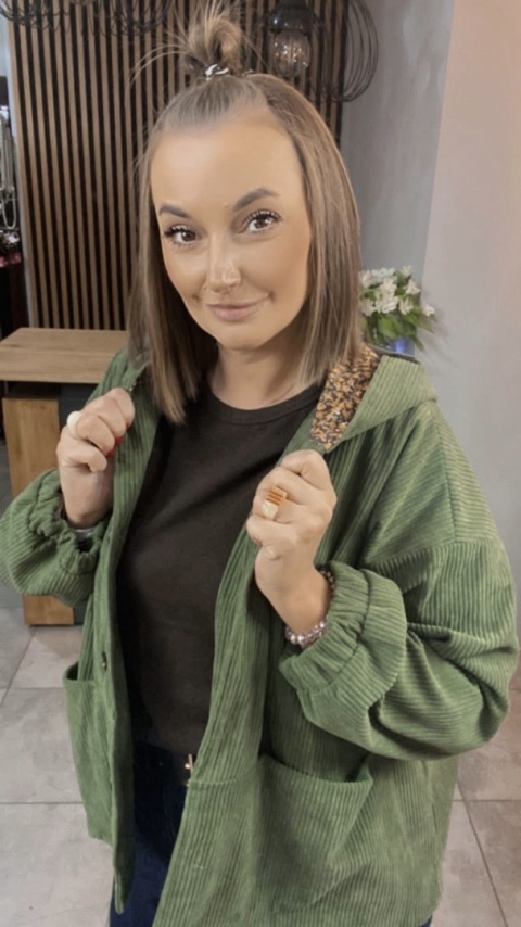 Kurtka sztruksowa z kapturem Wiya - Militare