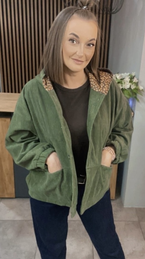 Kurtka sztruksowa z kapturem Wiya - Militare