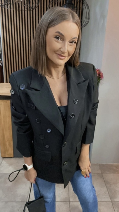 Marynarka C.L Exclusive - czarna, zdobiona guzikami