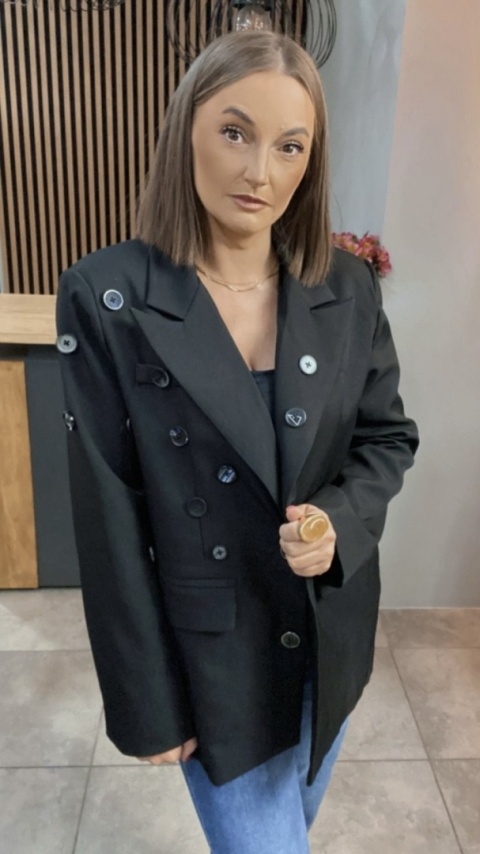 Marynarka C.L Exclusive - czarna, zdobiona guzikami