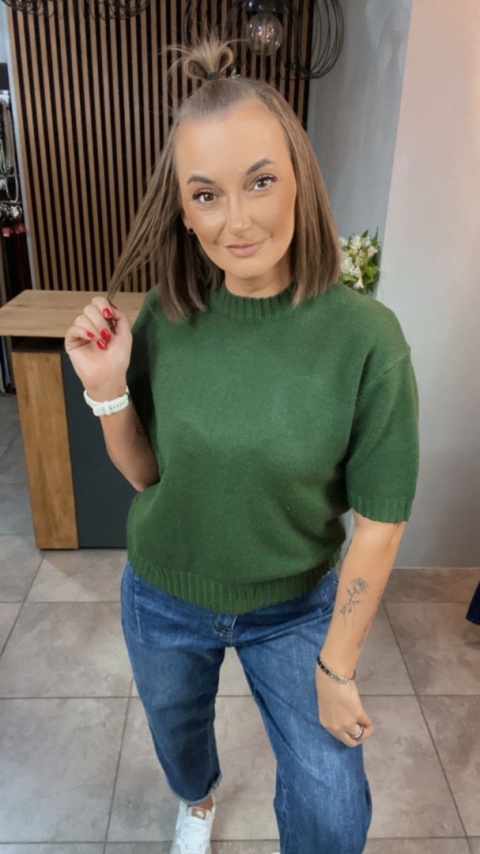 Sweter JUST WOMAN z krótkim rękawem - Zielony