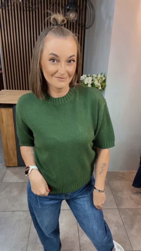 Sweter JUST WOMAN z krótkim rękawem - Zielony