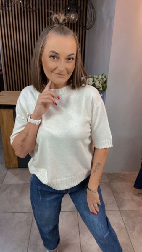 Sweter JUST WOMAN z krótkim rękawem - Śmietanka