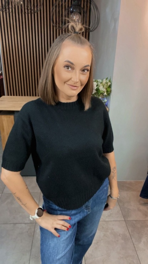 Sweter JUST WOMAN z krótkim rękawem - Czarny