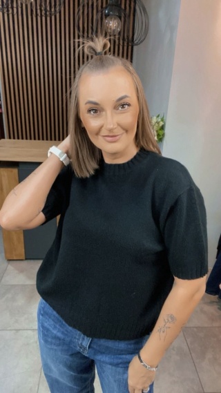 Sweter JUST WOMAN z krótkim rękawem - Czarny