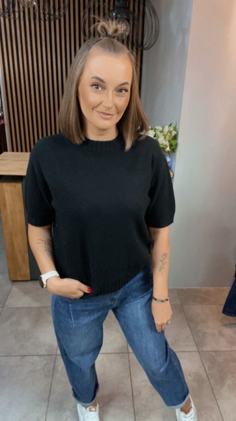 Sweter JUST WOMAN z krótkim rękawem - Czarny