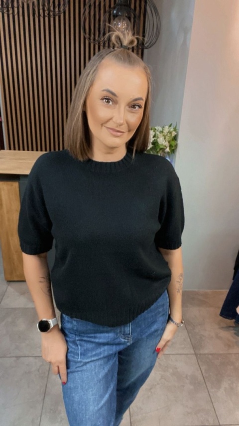 Sweter JUST WOMAN z krótkim rękawem - Czarny