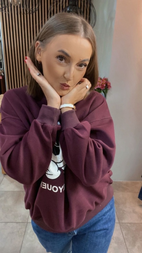 Bluza oversize Mickey Mouse - Bordo