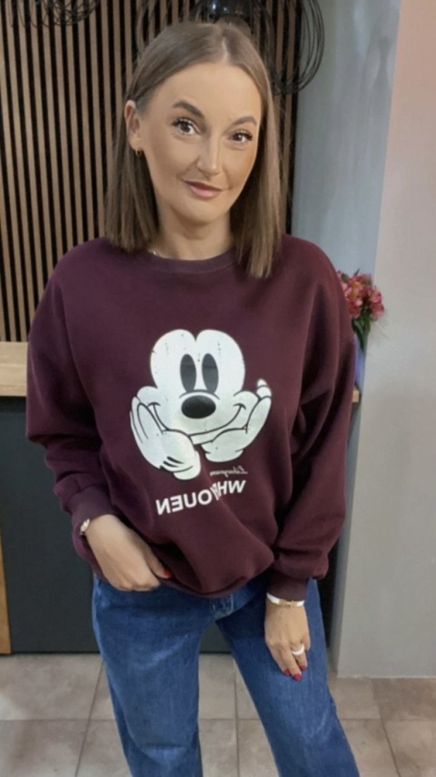 Bluza oversize Mickey Mouse - Bordo