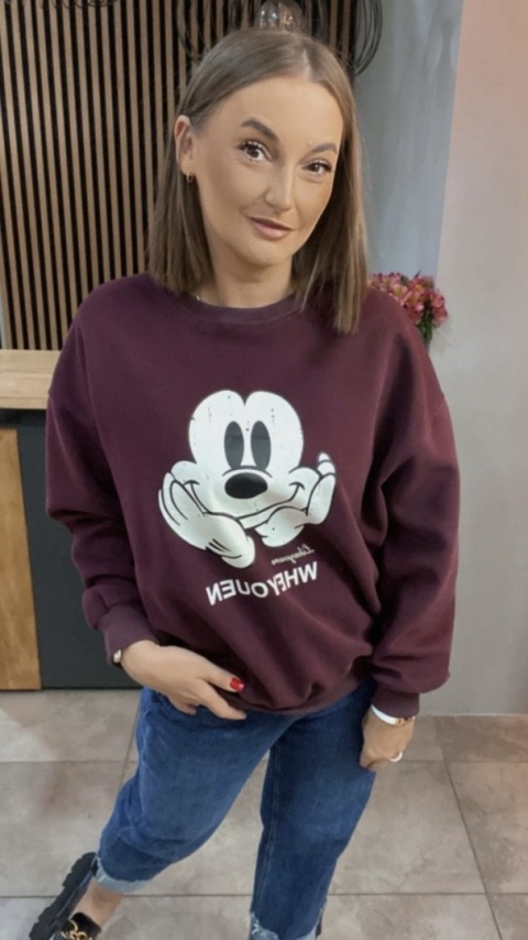 Bluza oversize Mickey Mouse - Bordo