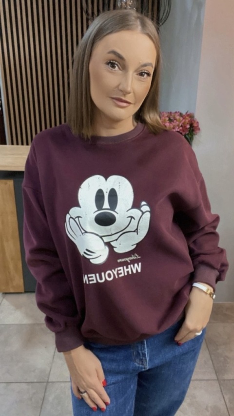Bluza oversize Mickey Mouse - Bordo