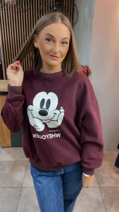 Bluza oversize Mickey Mouse - Bordo