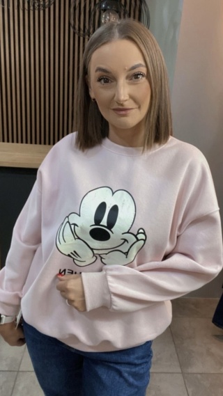 Bluza oversize Mickey Mouse - Pudrowy Róż