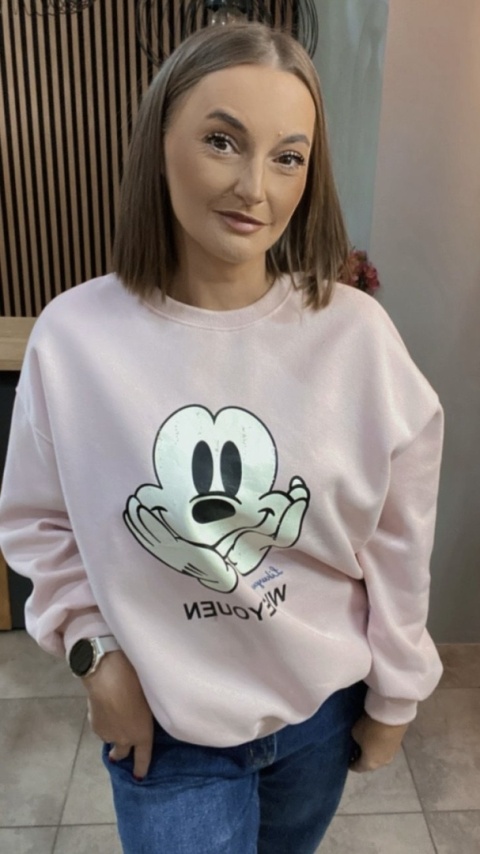 Bluza oversize Mickey Mouse - Pudrowy Róż