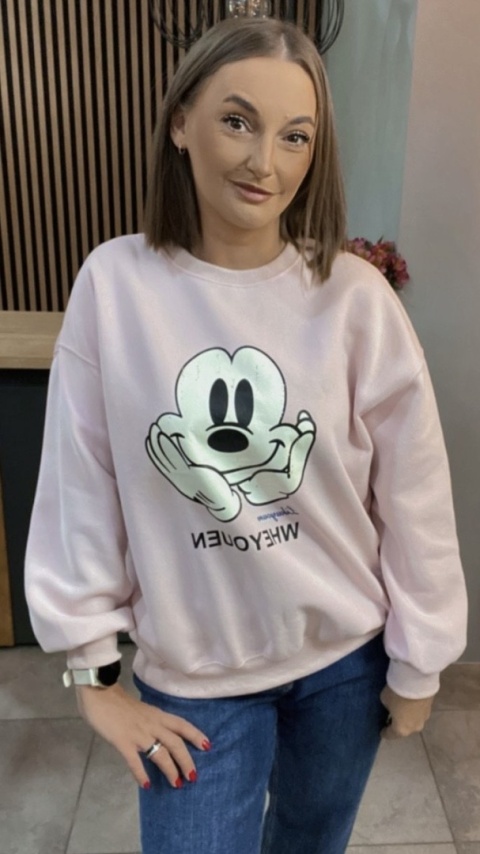 Bluza oversize Mickey Mouse - Pudrowy Róż