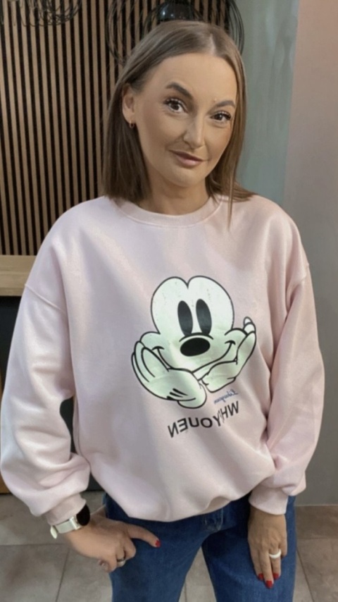 Bluza oversize Mickey Mouse - Pudrowy Róż
