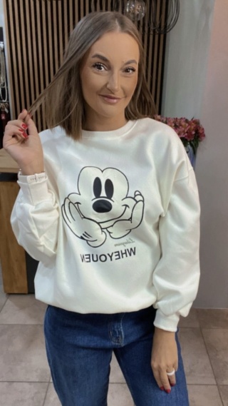 Bluza oversize Mickey Mouse - Śmietanka