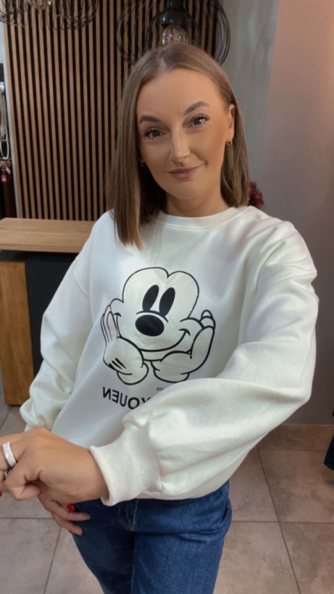 Bluza oversize Mickey Mouse - Śmietanka