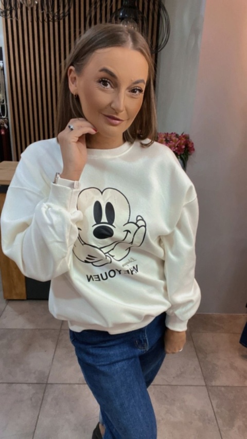 Bluza oversize Mickey Mouse - Śmietanka